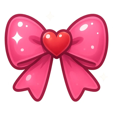 bow emoji, cute and shiny, with a heart accent sticker