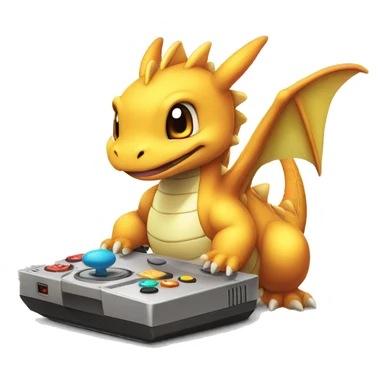 Dragonite playing a video gamepokemon sticker