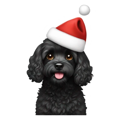 black Cavapoo dog with Santa hat sticker