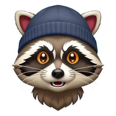 Angry Raccoon bandit with beanie hat sticker