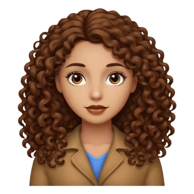 mujer morena cabello rizado largo castaño, ojos oscuros sticker