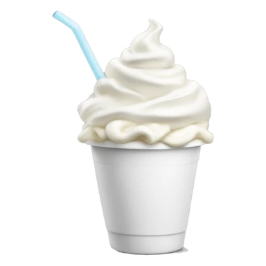 white based whipped cream cup with straw at the side of the cu sticker