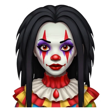 palhacinha sangrenta assassina pele negra de cabelo preto liso e longo  sticker