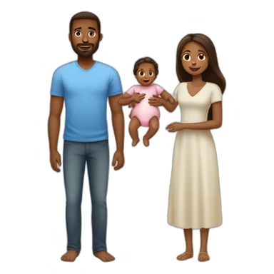 Brown haïr man with long Brown haïr woman with baby girl sticker