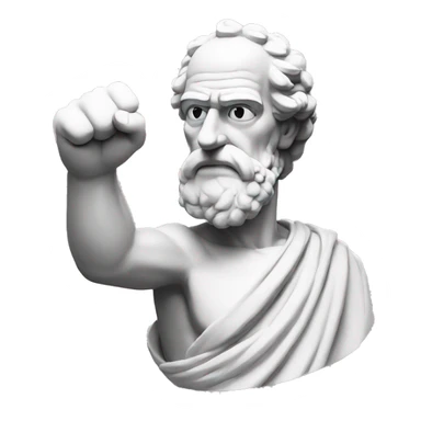ancient greek philosopher shakes fist at sky in Simpsons style sticker