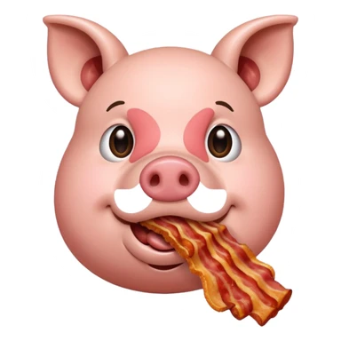 A pig eating bacon sticker