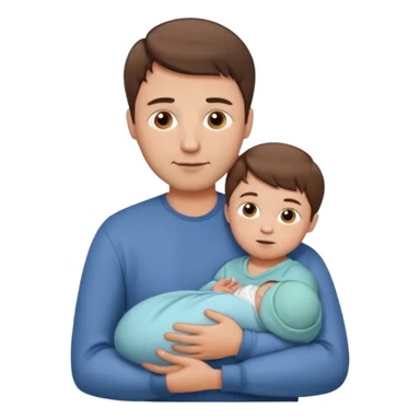 dad with short brown hair and fair skin with newborn baby sticker