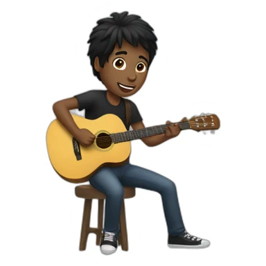 Man black hair playing guitar sticker