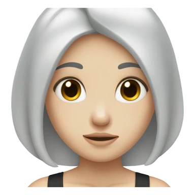 Pale girl with long black hair cupping her face with her hand sticker