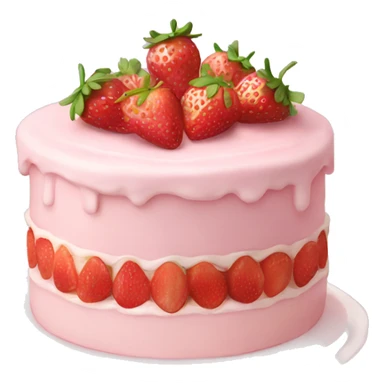 Light Pink strawberries and cream birthday cake  sticker