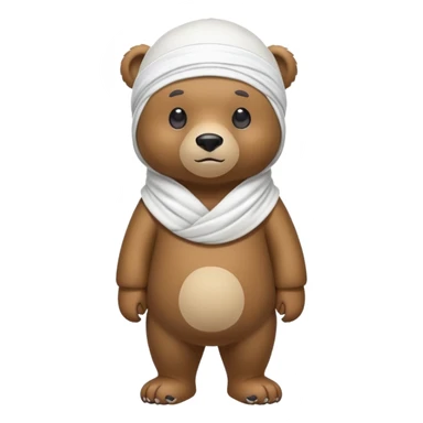 Complete full-body view of a bear wearing a white durag, showing from head to toe sticker