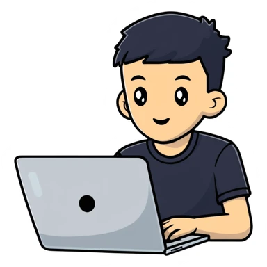 teenager with a laptop sticker