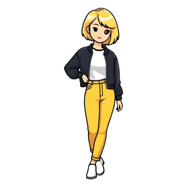 stylish blonde model in a fashionable full body pose sticker