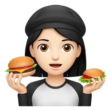 mach mir eine sportliche person mit schwarzen haaren die gerade offensichtlich heißhunger hat sticker