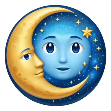 Glitter cian moon sticker