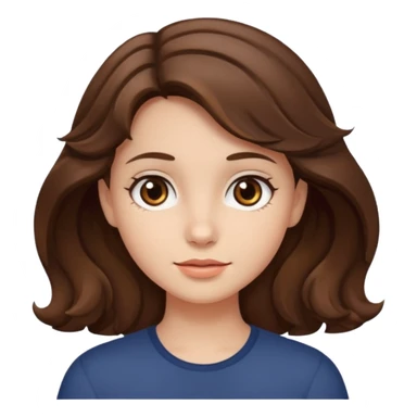 A girl with medium wavy brown hair, dark brown eyes, and fair skin sticker