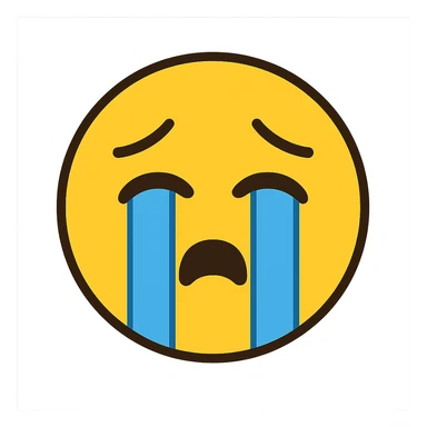 yellow crying face emoji, digital illustration sticker