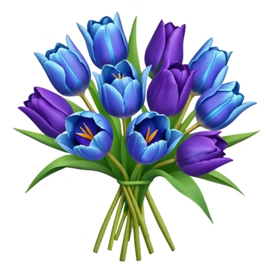 blue tulips and purple lilies in bouquet sticker
