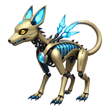 futuristic elemental Skeletal Cyborg-Manectric-Electrike-Lucio-Cubone-Umbreon-Marowak-Draco-Fakémon-hybrid-creature (full body), 4 legs sticker
