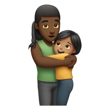 small girl hugging big guy sticker