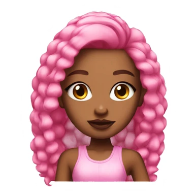 an baddie with pink hair look pretty look like a bratz sticker