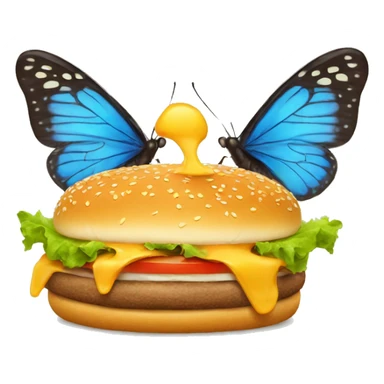 butterfly eating a cheeseburguer sticker