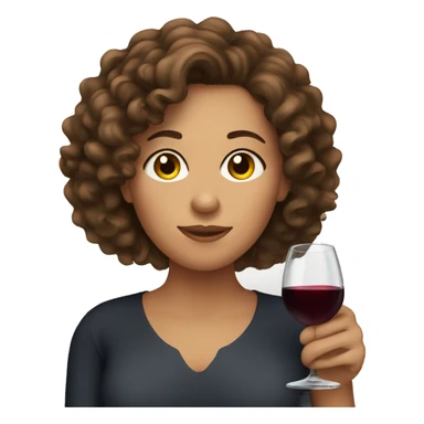 Woman with curly brown hair drinking wine sticker