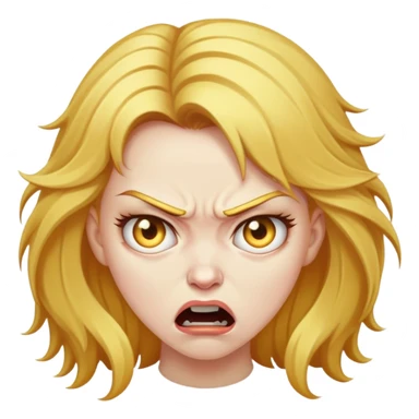 angry woman with weird golden hair sticker