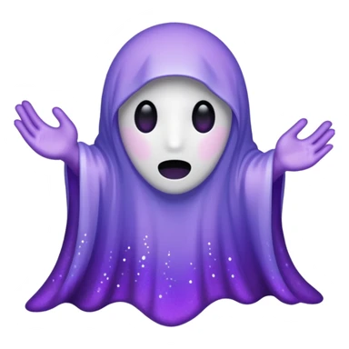 glitter cian and purple ghost no face sticker