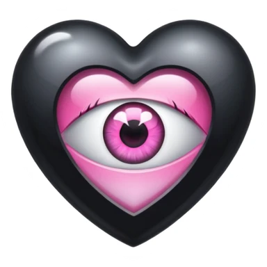 A black heart crystal with a pink eye in the center sticker