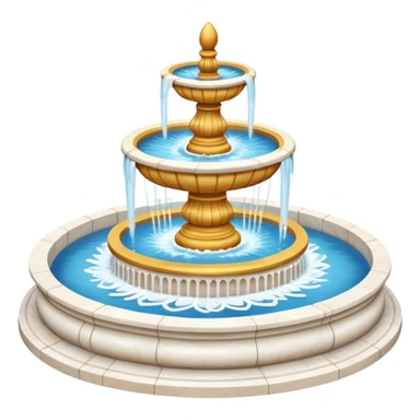 Grand white marble fountain, isometric sticker