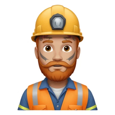 construction worker with beard, ginger haired and heavy face tattoos, intimidading sticker