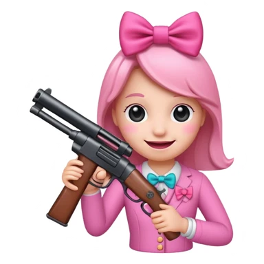 I smile emoji holding a gun with a bow on it that is pink sticker