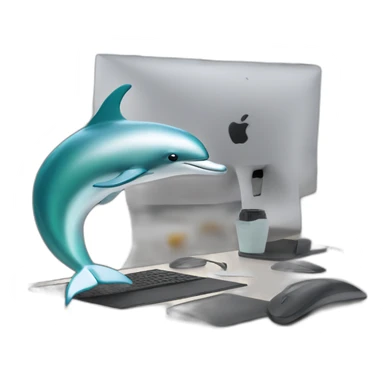 Dolphin is at the work desk sticker