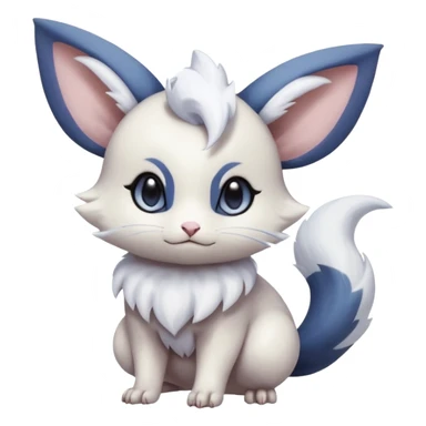 White soft natural realistic romantic vintage antique divine beautiful elegant pretty precious cute young youthful  Fakémon-Pokémon-Minccino-Meowstic-Absol-Furret-hybrid-creature sticker