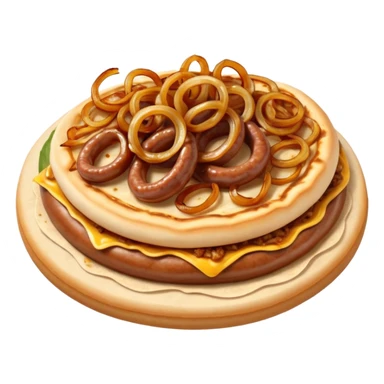 suasages with flatbread and fried onion sticker