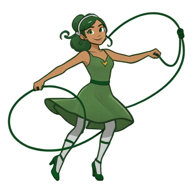 girl in a top up to her belly button twirls a lasso in her hands sticker