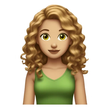 make a girl with medium length wavy golden brown hair and green eyes  sticker