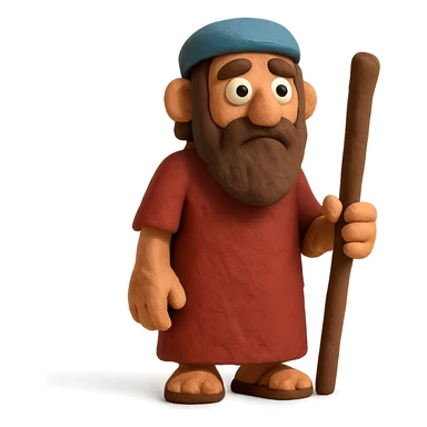 claymation style abrahm as a character sticker