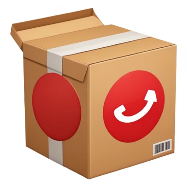 simbolo de prohibido y que esté tachando una caja de cartón de un paquete enviado sticker