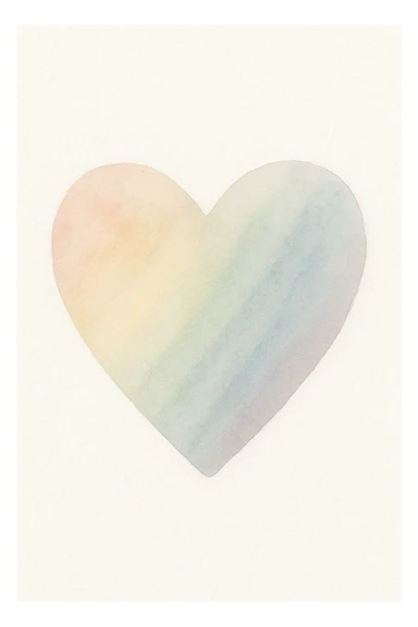 pride heart, soft blended rainbow hues sticker