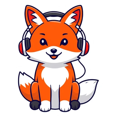 Red fox with headphones sticker