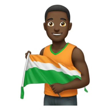 man holding ivory coast flag sticker