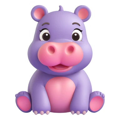 baby hippopotamus, 3D emoji style, soft shading, lively and expressive, suitable for app icon sticker