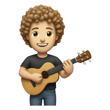 white man with curly hair and ukulele sticker
