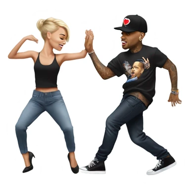 Hyper Realistic Chris Brown  dancing with his backing dancer Taylor sticker