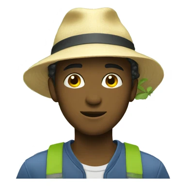 boy with hat under tree sticker