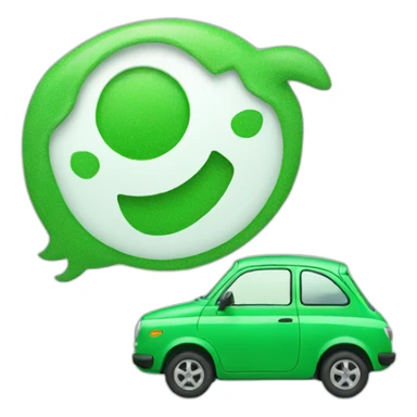 green car with whatsapp logo sticker