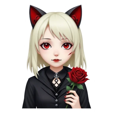 Bloody black rose anime gothic emo  beautiful gorgeous cool edgy cute lady with cat ears sticker