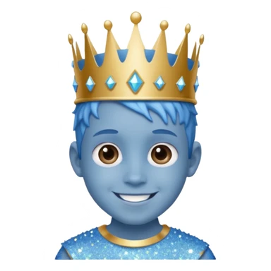 blue Boy glitter crown smile sticker